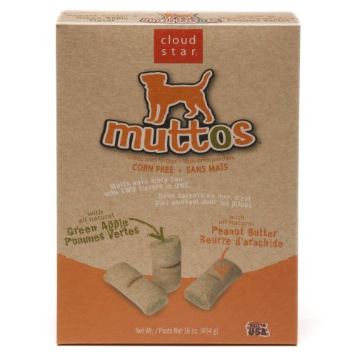 Cloud Star Muttos Dog Treats, Peanut Butter & Green Apple Flavor, 16-Ounce Boxes (Pack of 4)