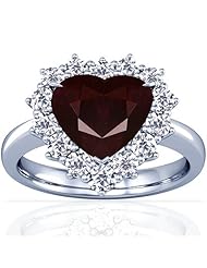 Platinum Heart Cut Ruby Ring With Sidestones