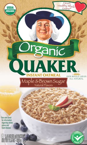 Quaker Instant Oatmeal Organic Maple & Brown Sugar, 8-Count Boxes (Pack of 4)