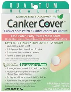 Quantum Health Canker Cover Oral Canker Sore Patch, Mint Flavor, 150mg,  6-Count Box