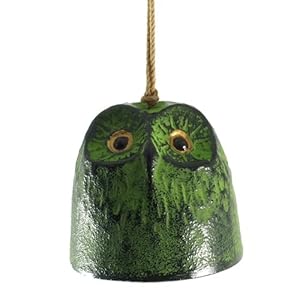 Wind Bell Japanese Cast Iron Windchime - Green Owl: Amazon.co.uk 