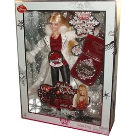 Disney 2008 Hannah Montana Holiday Pop Star 11 Inch Singing Doll - Hannah Montana in Cool Christmas Fashion Plus Holiday Keepsake and Display Stand
