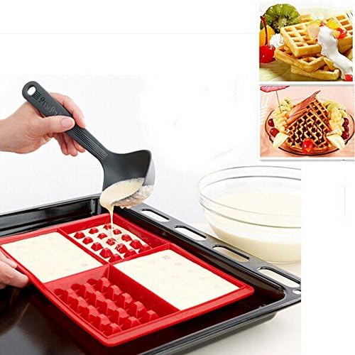Waffle Mold 4-Cavity Silicone Waffle Cake Chocolate Pan Baking Mold Non-stick Silicone Rectangle Waffle Mold