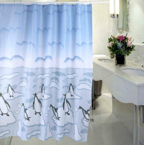 Angry Penguins thick waterproof polyester shower curtain mildew