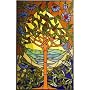 Window panel Tiffany stained glass tree design home decor