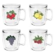 Fruit Medley 12 oz Insulated Coffee Mug Set, Clear (4 designs)