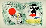 IMAGE OF 1958 Photolithograph Persons Garden Joan Miro Figurative Abstract Art Flowers - Photo Lithographic Print