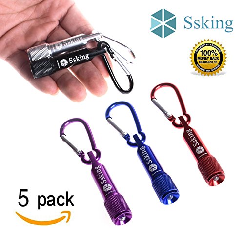 Ssking Super Mini LED Flashlight with Clip, Five kinds of colors, Powered Batteries Included. Best Tools for Camping, Hiking, Hunting, Backpacking, Fishing and BBQ