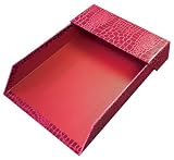 Aurora Products Letter Tray with Roof, 12.375 x 9.625 x 2.3125 Inches, Red Croc with Tartan Red Liner (09284-6)