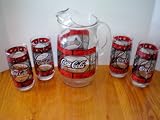 Coca Cola Pitcher with 4 Glass Tumbler Glasses -- Vintage
