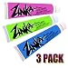 Zinka Colored Sunblock Zinc Waterproof Nosecoat 3 Pack Bundle .6oz Tube - Blue Pink Green
