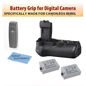 Professional Battery Pack Grip / Vertical Shutter Release for Canon EOS Digital Rebel T4i 650D T3I T2I 550D Includes 2 Replacement Extended Life LP-E8 Battery Packs Includes Bonus IR Remote
