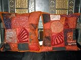2 Brown Burnt-orange Black Sari Toss Pillow Cushion Covers From India Free Shipping