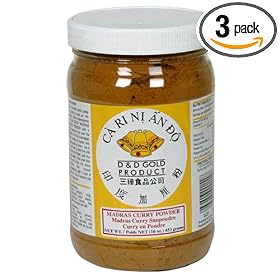 D&D Gold Madras Curry Powder, 16-Ounce Jars (Pack of 3)