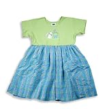 Mulberribush - Girls Short Sleeve Dress, Lime, Aqua