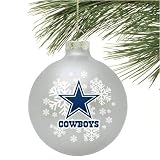 Dallas Cowboys Silver Snowflake Glass Ornament