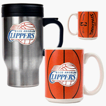 Los Angeles Clippers Stainless Steel Travel Mug and Gameball Ceramic Mug Set by Great American Products