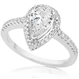 One of a Kind 1-1/3ctw IGI Certified Pear-Shaped Diamond Ring in 14kt White Gold