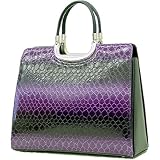 Hermes Inspired Womens Designer Briefcases/Laptop Bag (Purple-Croc)