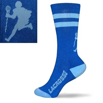 Lacrosse Socks - LAX Player Crew Socks - Royal/Light Blue (One Size Fits All)