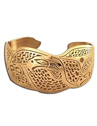 14K Yellow Gold Northwest Coast Native American Eagle Flight Bracelet. Made in USA.