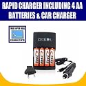 Rapid Battery Charger with 4 2900 mAH NIMH AA Batteries For The Olympus FE-45 Digital Camera and Complimentary FREE Exclusive Super Deal Micro Fiber Cleaning Cloth