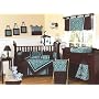 Bella Turquoise and Chocolate Baby Bedding - 9 pc Crib Set