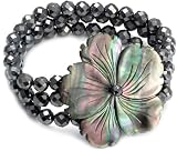 Lola Rose 40mm 3 Row Flower Bracelet in BMOP & Heamatite Beads