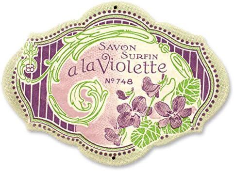 Savon a la Violette French Soap Nouveau Vintage Bath Metal Sign 12 x 9