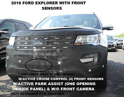Lebra 2 piece Front End Cover Black - Car Mask Bra - Fits - 2016 16 Ford Explorer WITH Front sensors