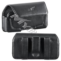 PREMIUM BLACK HORIZONTAL LEATHER POUCH SIDE HORIZONTAL CASE (With Belt Clip) for PALM TREO 600, 650, 680, 700, 700WX, 750, 755P, CENTRO / HTC 6800 MOGUL XV6700, WING, P4350, 8525 TYTN HERMES, MDA 8100 8125, 8925 TILT
