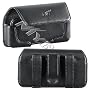 PREMIUM BLACK HORIZONTAL LEATHER POUCH SIDE HORIZONTAL CASE (With Belt Clip) for PALM TREO 600, 650, 680, 700, 700WX, 750, 755P, CENTRO / HTC 6800 MOGUL XV6700, WING, P4350, 8525 TYTN HERMES, MDA 8100 8125, 8925 TILT