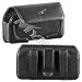 PREMIUM BLACK HORIZONTAL LEATHER POUCH SIDE HORIZONTAL CASE (With Belt Clip) for PALM TREO 600, 650, 680, 700, 700WX, 750, 755P, CENTRO / HTC 6800 MOGUL XV6700, WING, P4350, 8525 TYTN HERMES, MDA 8100 8125, 8925 TILT