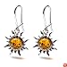 Certified Genuine Honey Amber and Sterling Silver Flaming Sun Hook Earrings