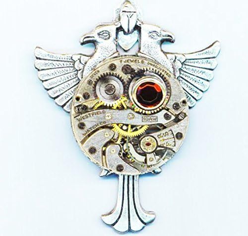 Egyptian Falcon with vintage jewel watch movement - Gothic steampunk choker
