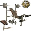 Marcy Classic '68 Adjustable Weight Bench & 50kg Vinyl Barbell / Dumbell Weight Set