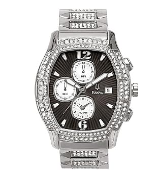 Bulova #96B000 Men's Iced Out Crystal Accented Chronograph Watch