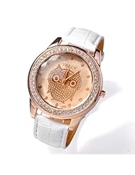 Jovivi Fashion Womens Girls Champagne Analog Crystals Decorated Quartz Wrist Watch, Owl -- White