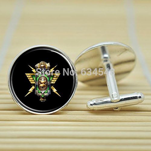 Pretty Lee Wow World Of Warcraft Dwarf Crest Alliance In Silver Cufflinks Glass Cabochon Cufflinks C3158