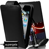Picture of SUPERGETS® High Quality Apple Ipod Touch 4G 4TH 5G 5TH (2010,2011,2012) Generation Leather Flip Case Black Touch Screen Stylus And LCD Screen Protector