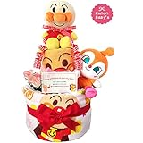 出産祝いに大人気！おむつケーキ アンパンマン・ドキンチャン/赤ちゃんの内祝い・誕生日プレゼント ギフトセット ダイパーケーキ/女の子 (パンパースS20枚 （出産祝い用に）)