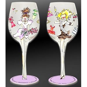 Bottom Up 15-Ounce Bridesmaid Handpainted Wine Glass