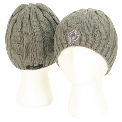 Miami Dolphins Women's Cable Knit Winter Knit Hat - Gray