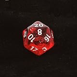 Chessex Translucent 16mm d20 Dice, Red with white numbers