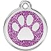 Red Dingo Personalized Glitter Paw Pet ID Dog Tag (Small Purple)