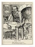 Lloyd George as a Giant Planning to Use His Mace (I.E. the Budget) to Bash the Rich Giclee Poster Print by Bernard Partridge, 18x24
