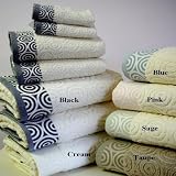 100% Egyptian Cotton Double Jacquard Bath Towel Set 6 Piece - Taupe by 