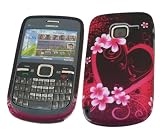iTALKonline ProGel BLACK PINK HEART WHITE RED Super Hydro Gel TPU Protective Armour/Case/Skin/Cover/Shell for Nokia C3