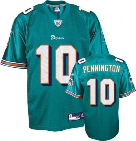 Chad Pennington Jersey: Reebok Aqua Replica #10 Miami Dolphins Jersey - X-Large