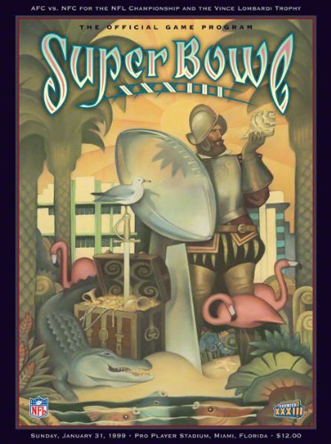 Canvas 36 x 48 Super Bowl XXXIII Program Print | Details: 1999, Broncos vs Falcons